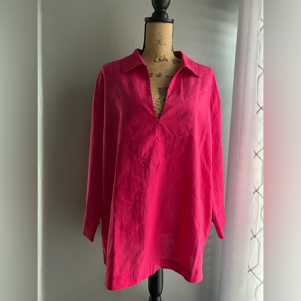 H&M Pink Linen Top Size Xl